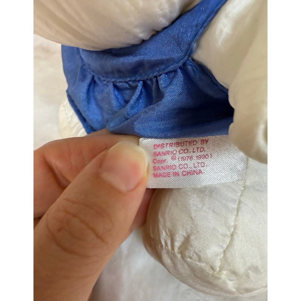 Vintage Early 90’s Sanrio Hello Kitty Plush Toy Shiny Nylon Blue Dress 9 inches - Picture 3 of 14